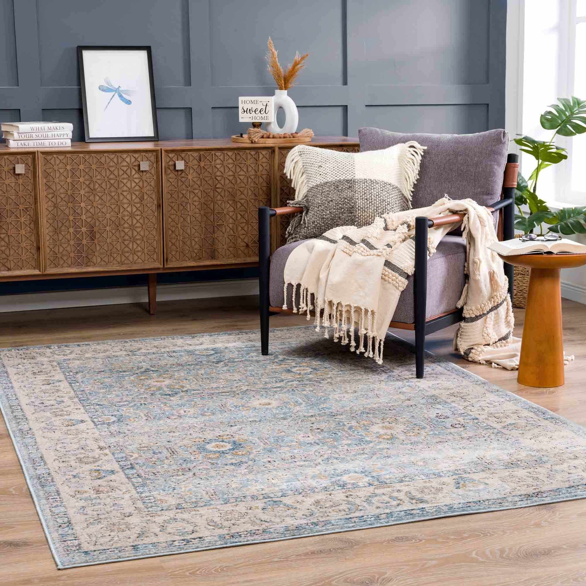 Anana Silver Blue & Beige Area Rug from PriceLows™