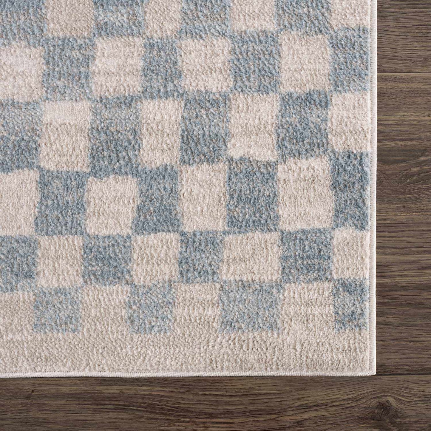 Benjy Cream & Light Blue Checkered Area Rug from PriceLows™