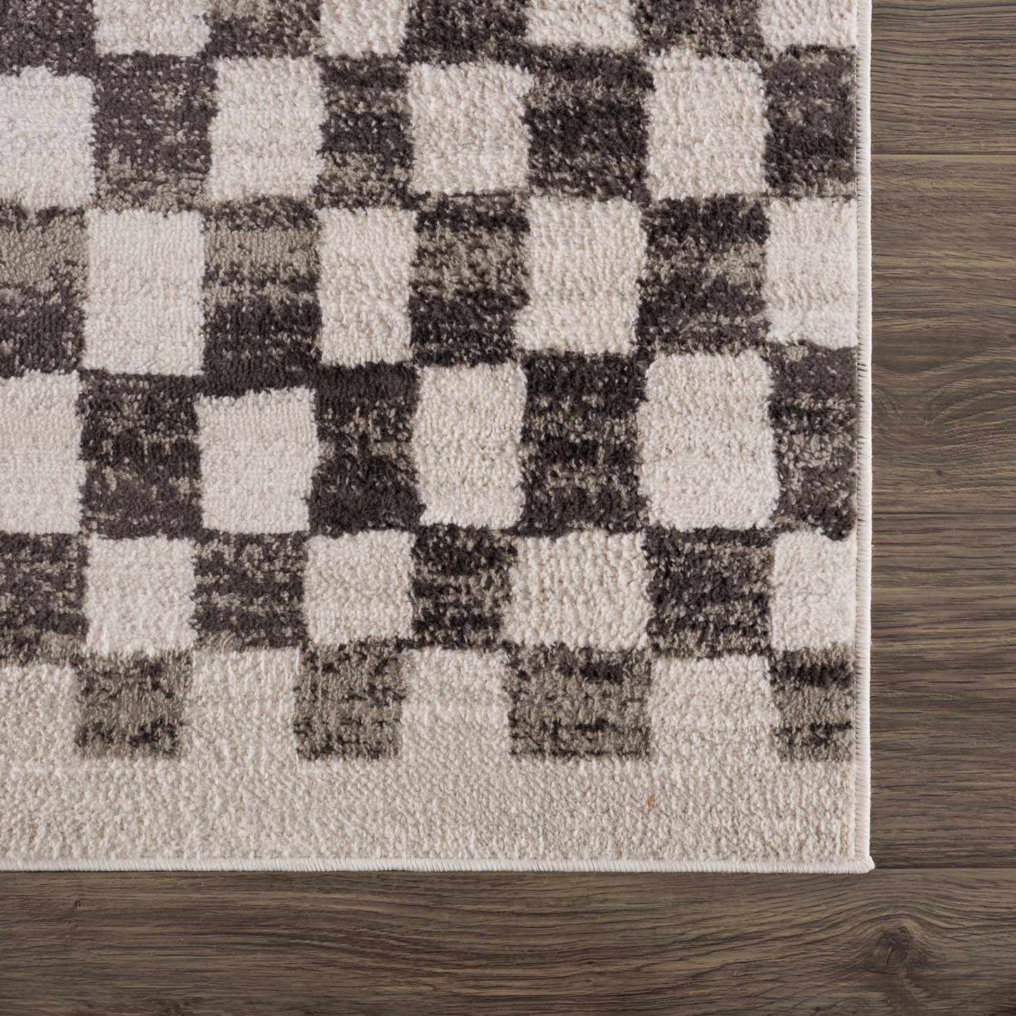 Benjy Cream & Charcoal Checkered Area Rug from PriceLows™