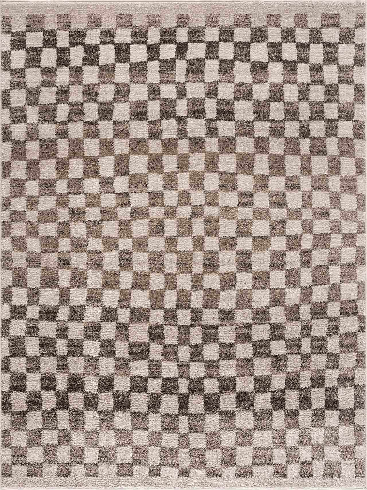 Benjy Cream & Charcoal Checkered Area Rug from PriceLows™