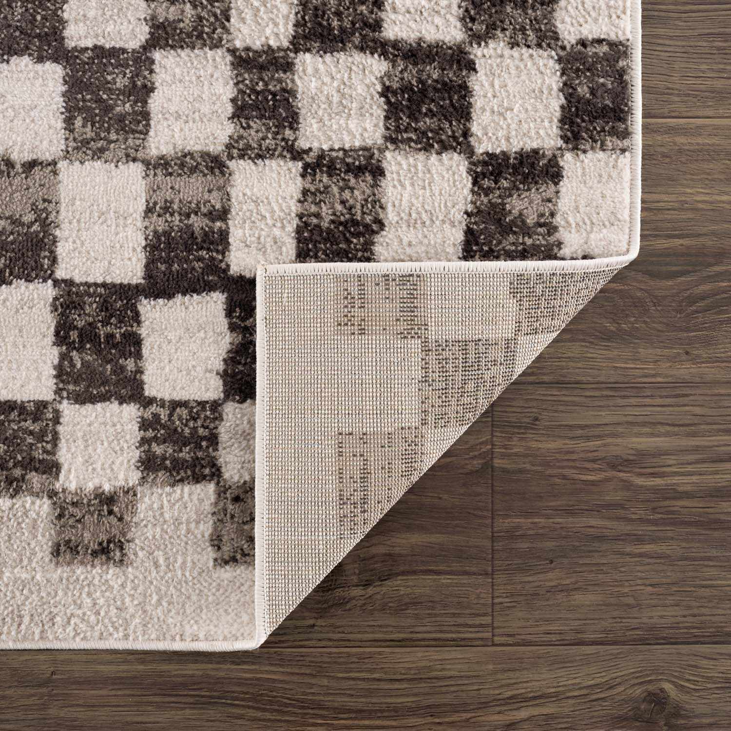 Benjy Cream & Charcoal Checkered Area Rug from PriceLows™