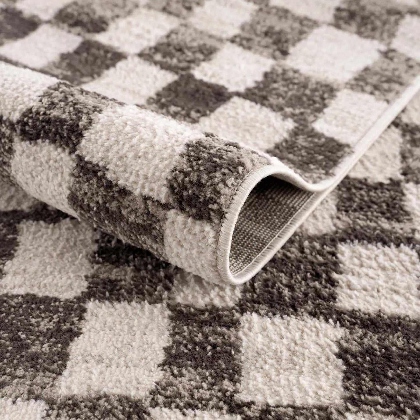 Benjy Cream & Charcoal Checkered Area Rug from PriceLows™