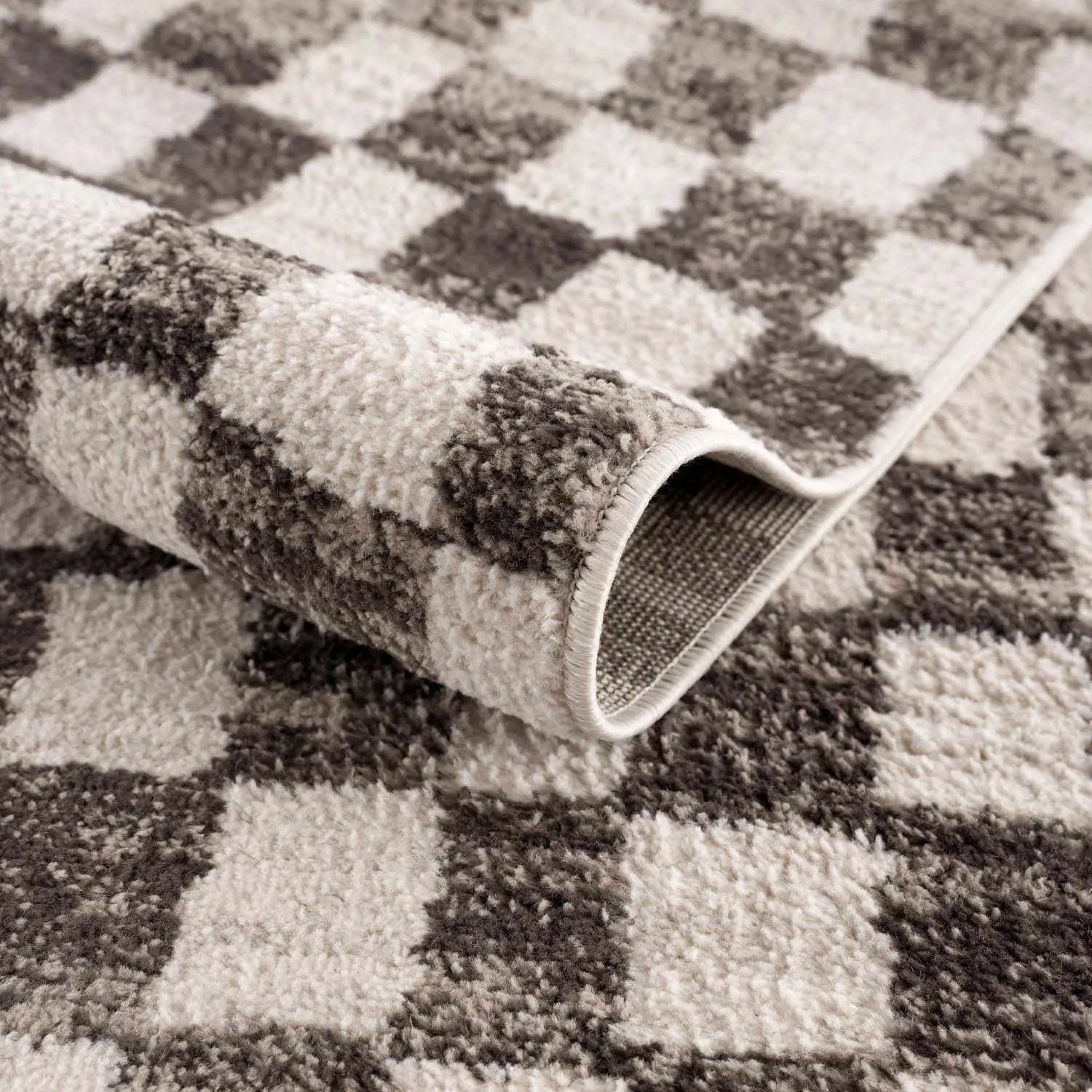 Benjy Cream & Charcoal Checkered Area Rug from PriceLows™