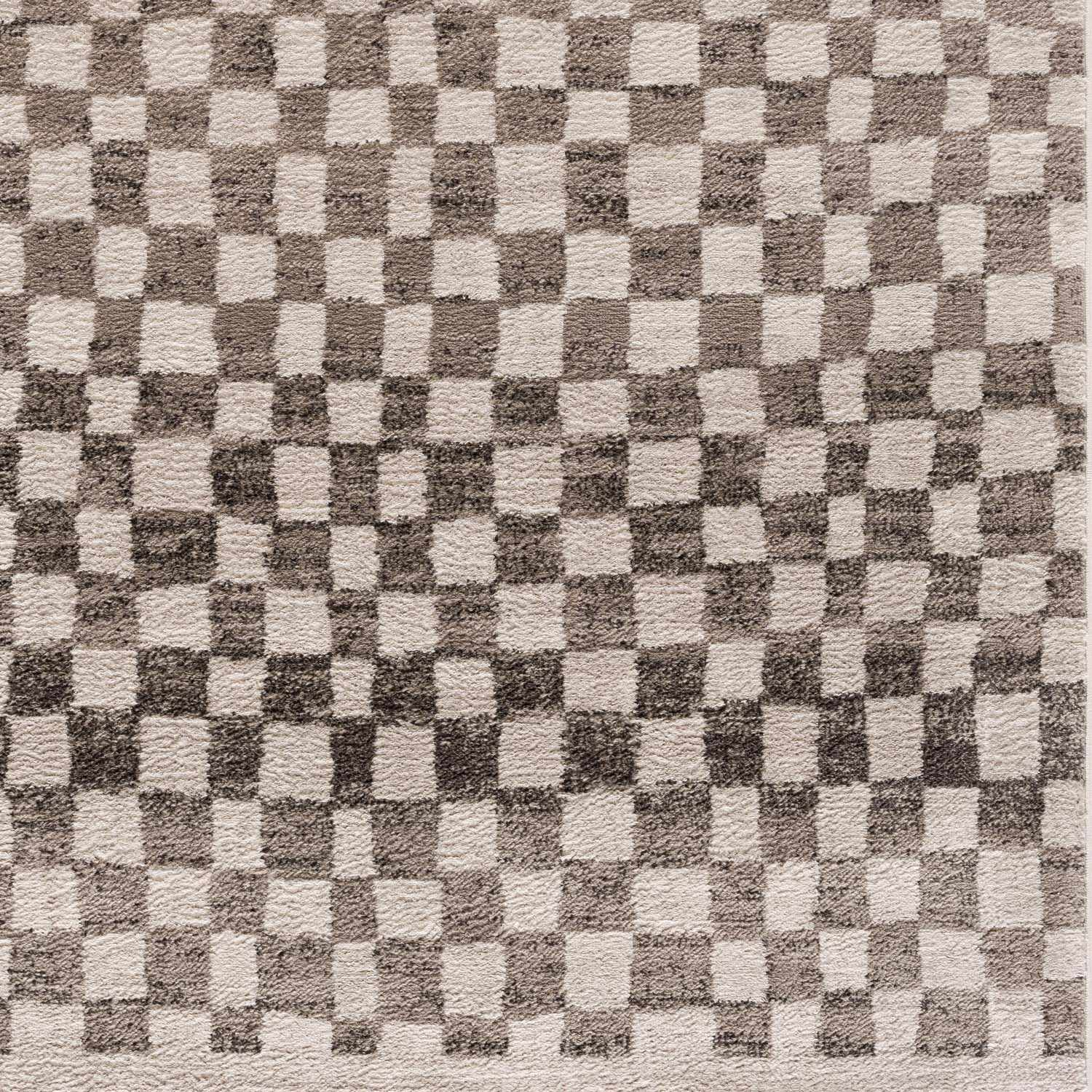 Benjy Cream & Charcoal Checkered Area Rug from PriceLows™