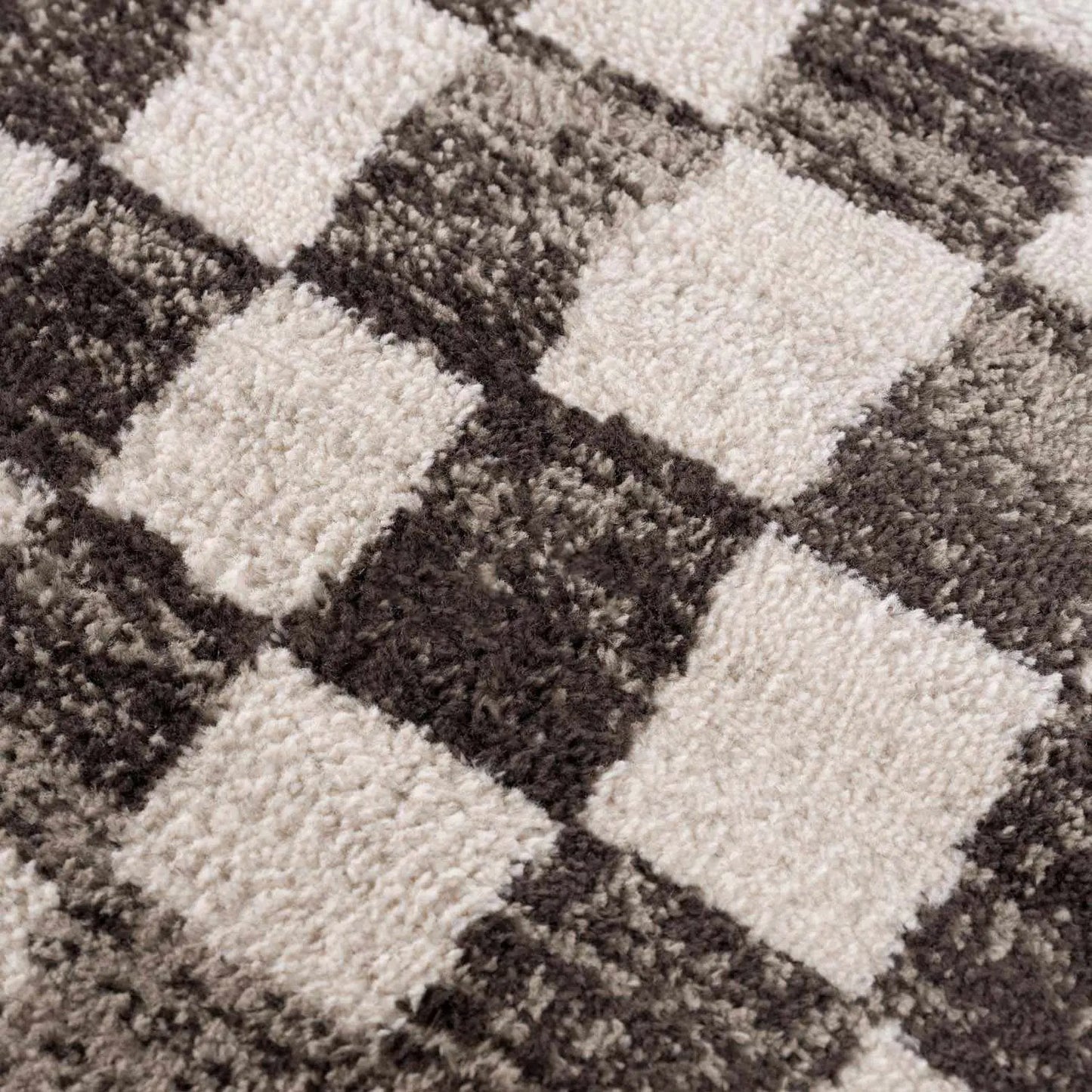 Benjy Cream & Charcoal Checkered Area Rug from PriceLows™