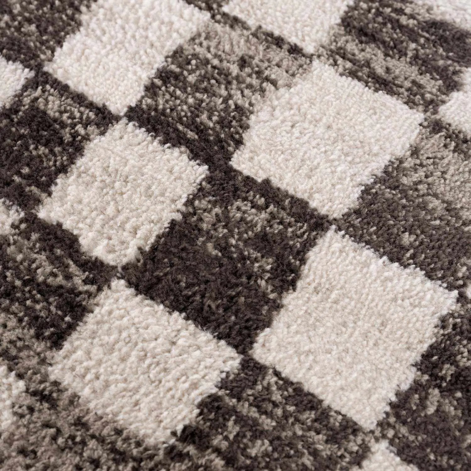 Benjy Cream & Charcoal Checkered Area Rug from PriceLows™