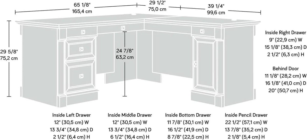 Palladia Executive Desk 65 Inch Vintage Oak Surface from PriceLows™