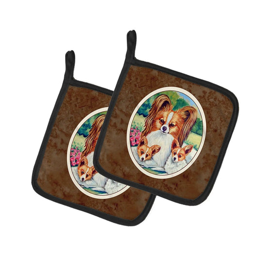 Pot Holder Set of 2 | Heat Resistant Quilted Hot Pads | 7.5 x 7.5 Inch | Papillon A Momma's Love