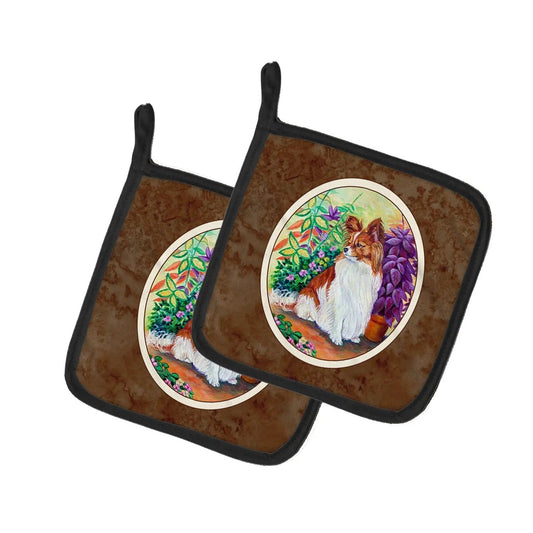 Pot Holder Set of 2 | Heat Resistant Quilted Hot Pads | 7.5 x 7.5 Inch | Papillon (Style 16)
