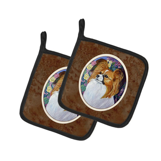 Pot Holder Set of 2 | Heat Resistant Quilted Hot Pads | 7.5 x 7.5 Inch | Papillon (Style 17)