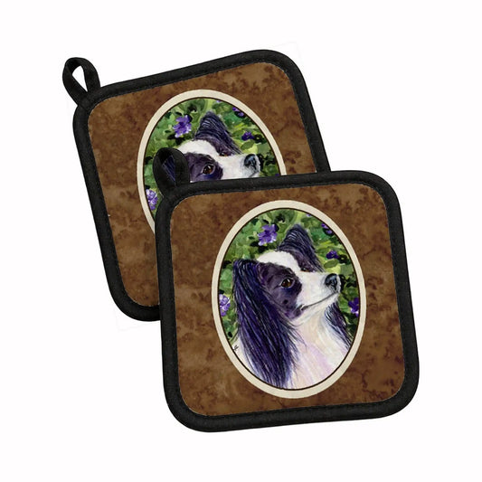Pot Holder Set of 2 | Heat Resistant Quilted Hot Pads | 7.5 x 7.5 Inch | Papillon (Style 3)