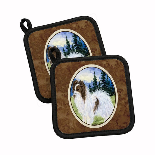 Pot Holder Set of 2 | Heat Resistant Quilted Hot Pads | 7.5 x 7.5 Inch | Papillon (Style 4)