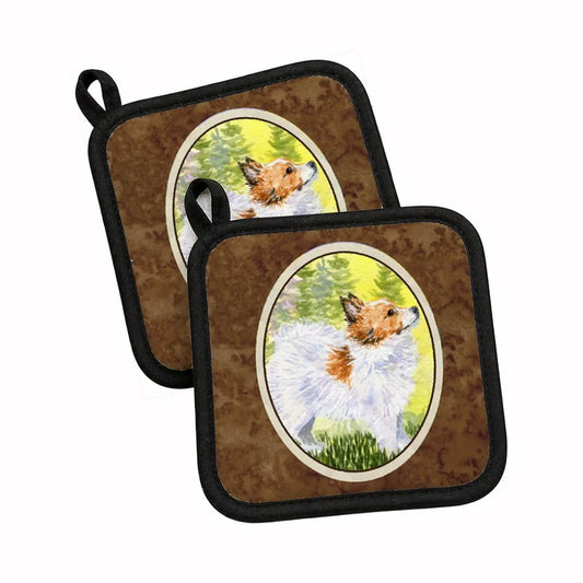 Pot Holder Set of 2 | Heat Resistant Quilted Hot Pads | 7.5 x 7.5 Inch | Papillon (Style 7)