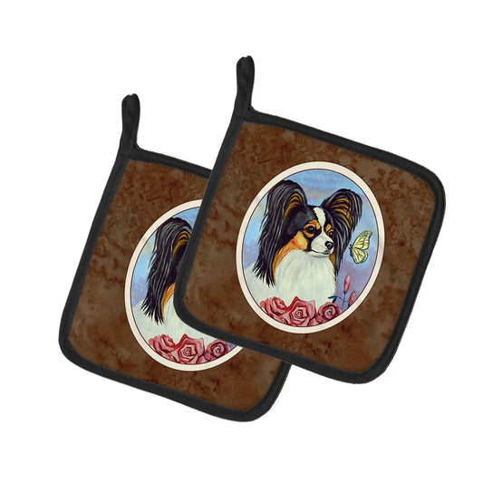 Pot Holder Set of 2 | Heat Resistant Quilted Hot Pads | 7.5 x 7.5 Inch | Papillon Yellow Butterfly