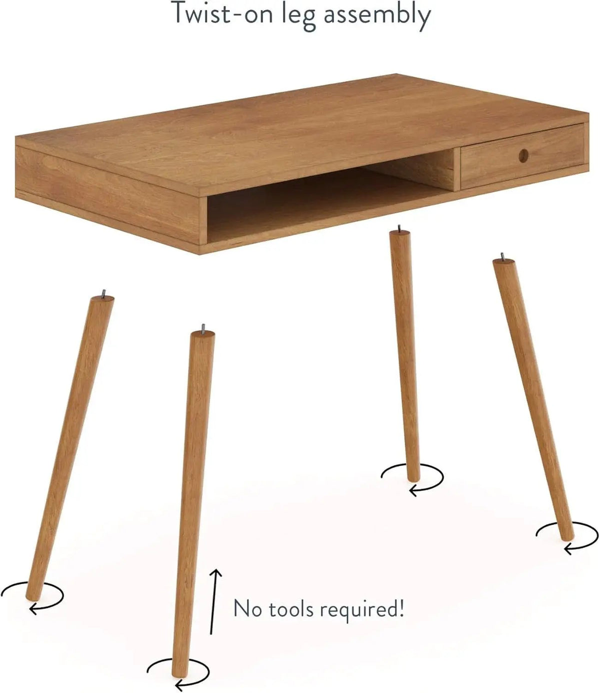 Parker Walnut Home Office Desk With Storage Cubby And Drawer from PriceLows™