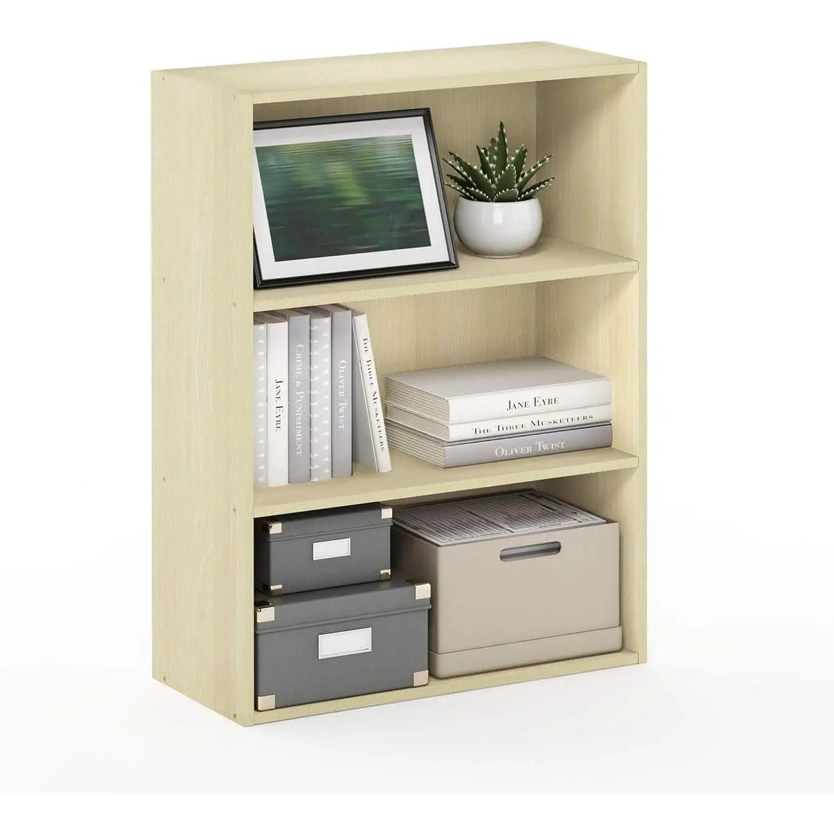 Pasir 3-Tier Open Shelf Bookcase Maple 22.7W X 9.7D X 31.5H from PriceLows™