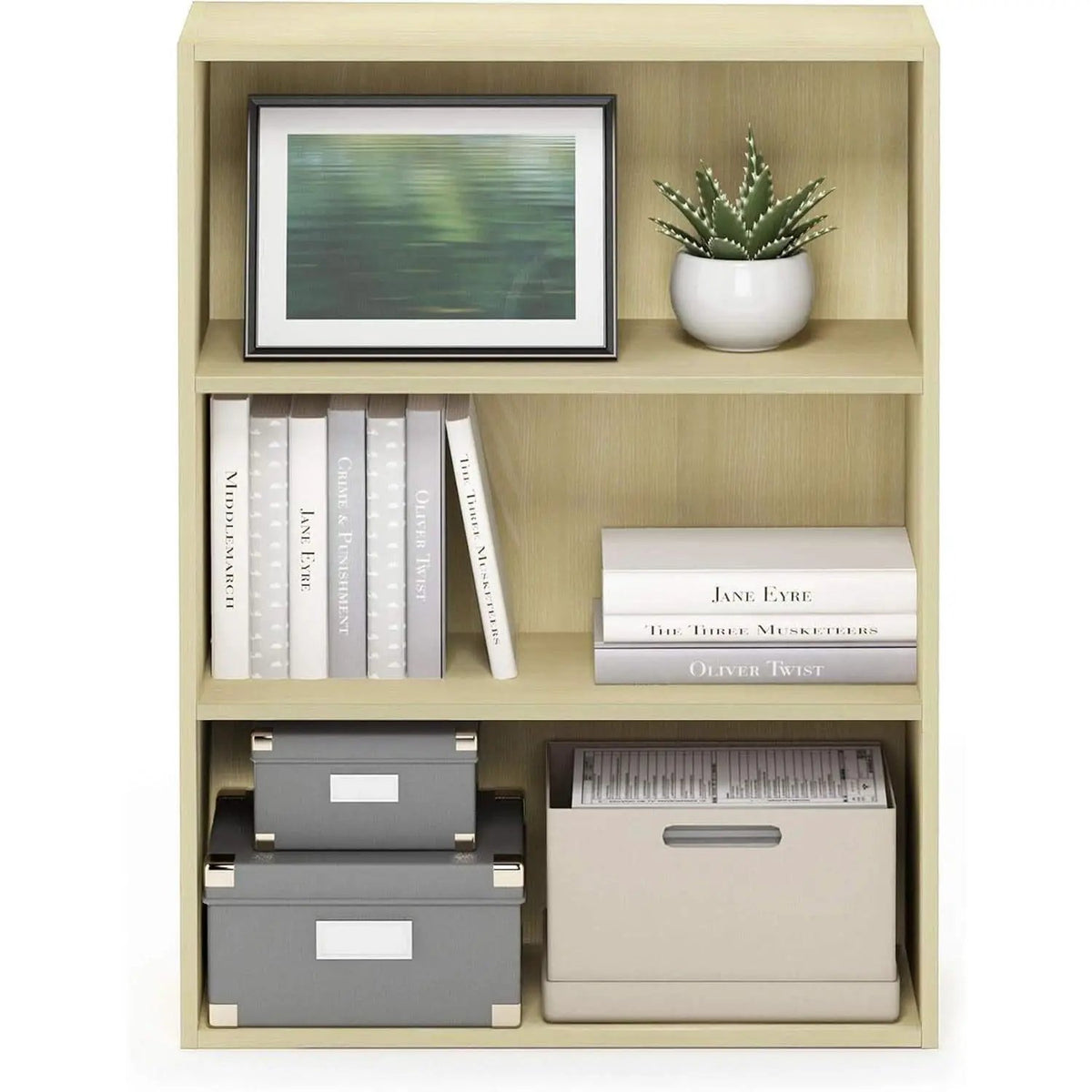 Pasir 3-Tier Open Shelf Bookcase Maple 22.7W X 9.7D X 31.5H from PriceLows™