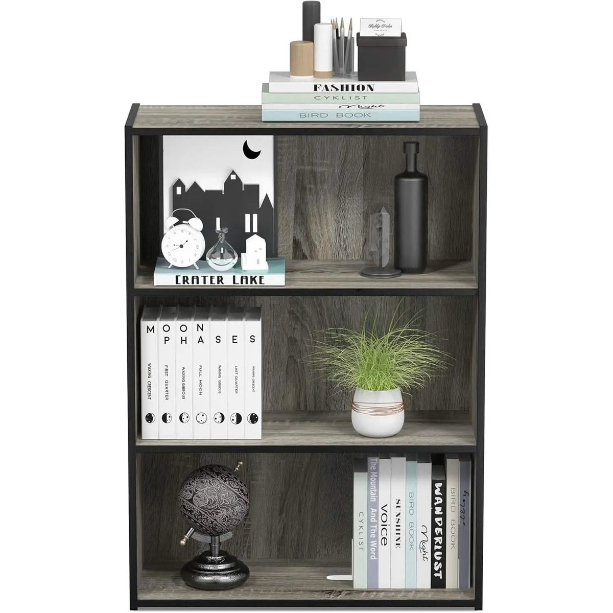 Pasir 3 Tier Open Shelf Bookcase in French Oak Grey from PriceLows™