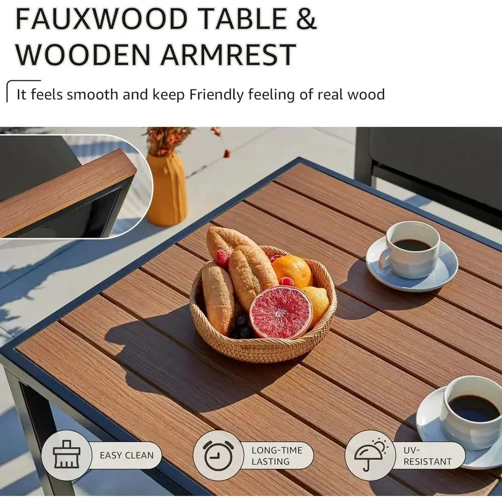 6 Pieces Patio urniture Set, Outdoor Couch with Thick Olein Cushions, auxwood Armrest and Tabletop, Ergonomic Highback, Sectiona from PriceLows™