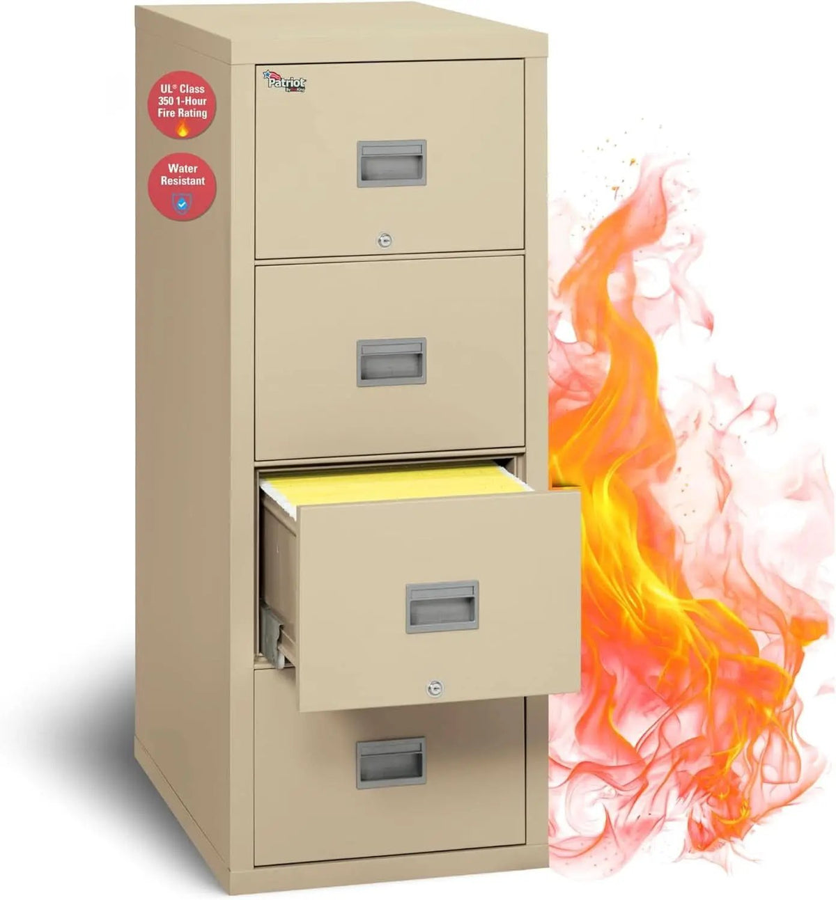 Patriot Vertical 4 Drawer Fire Safe File Cabinet 1 Hour Parchment