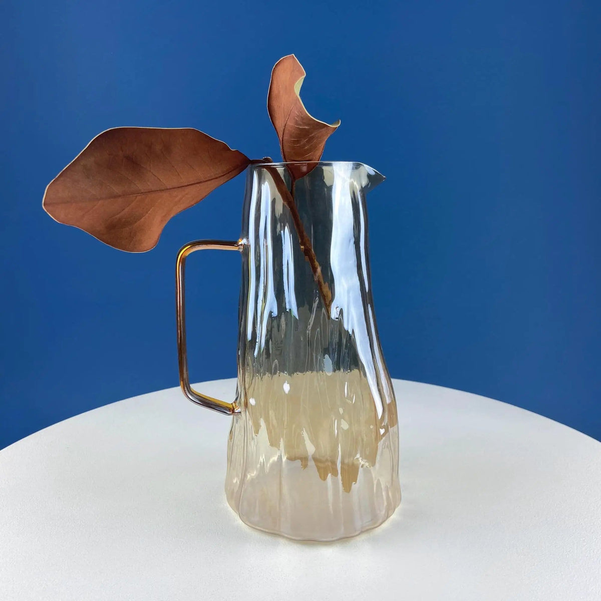 Iridescent Peach Bark Pattern Glass Pitcher Vase | Hand Blown 10" Water Ice Tea Juice or Lemonade Jug | Garden Party Lemonade Stand Tea Party | Collectors & Hosts