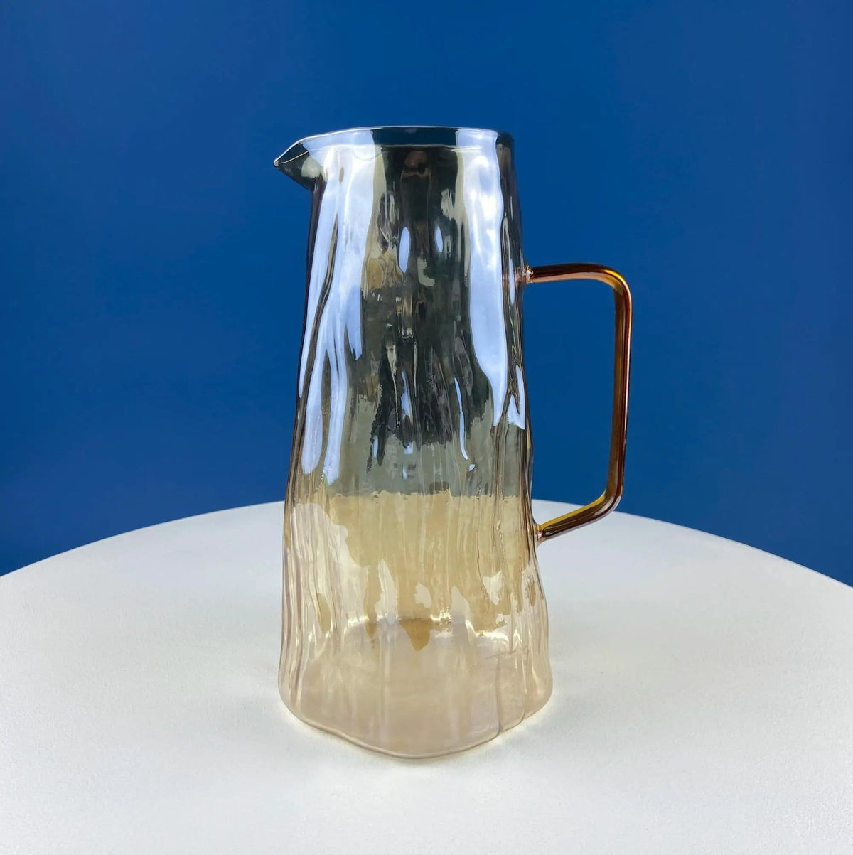 Iridescent Peach Bark Pattern Glass Pitcher Vase | Hand Blown 10" Water Ice Tea Juice or Lemonade Jug | Garden Party Lemonade Stand Tea Party | Collectors & Hosts