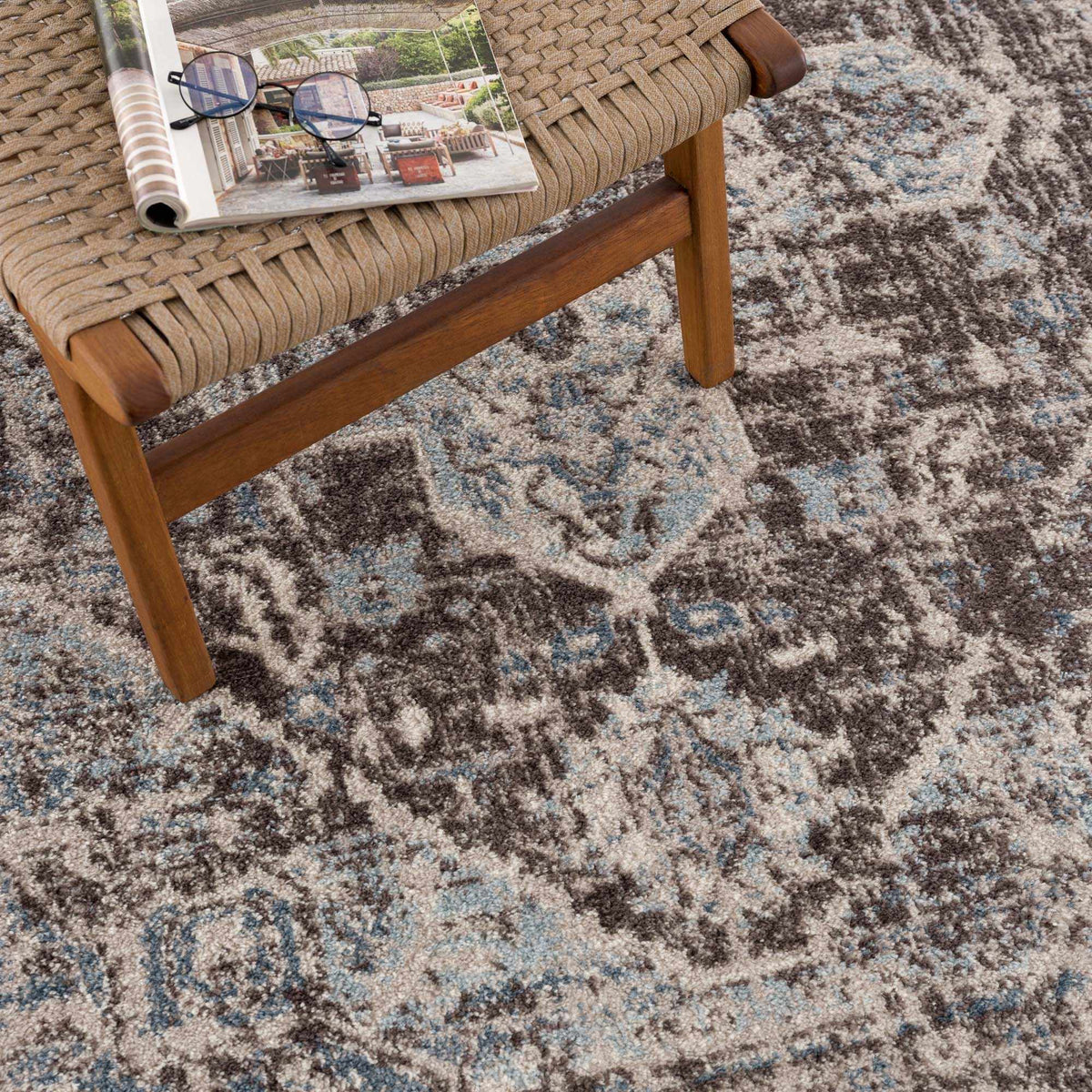 Peeta Dark Brown Medallion Area Rug from PriceLows™