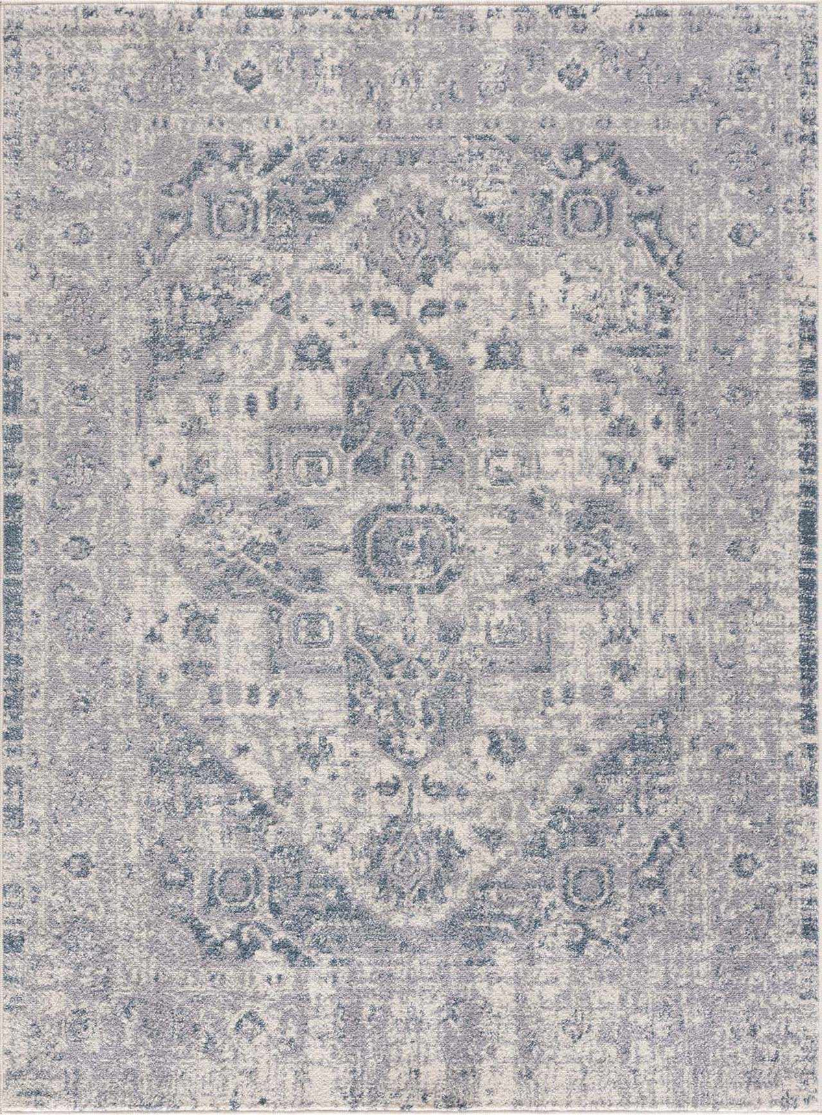 Peeta Gray Blue Medallion Area Rug from PriceLows™
