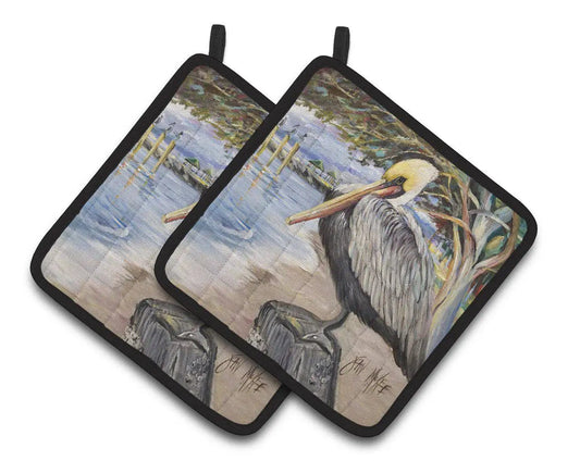 Pot Holder Set of 2 | Heat Resistant Quilted Hot Pads | 7.5 x 7.5 Inch | Pelican Bay