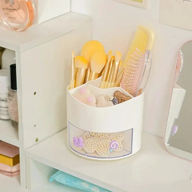 Cute Rotating Pen Holder Desktop Drawer Stationery Box Case School Office Desk Kawaii Stationery Storage Box Organizer Stickers from PriceLows™
