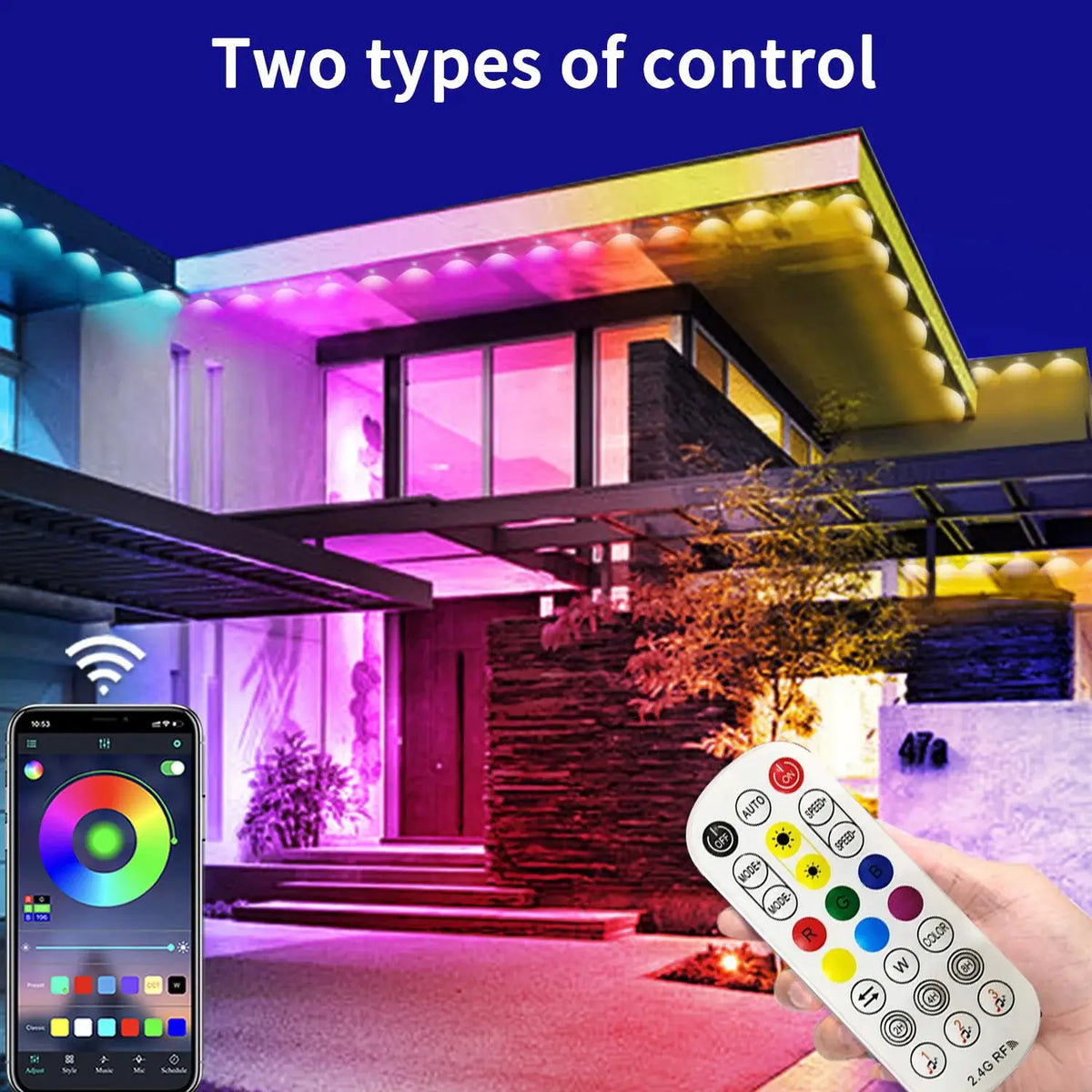 Permanent Outdoor String Lights 60M 120LEDs Smart RGBIC LED Lights IP67 Waterproof Full House Eaves Lights Halloween Decor Alexa from PriceLows™