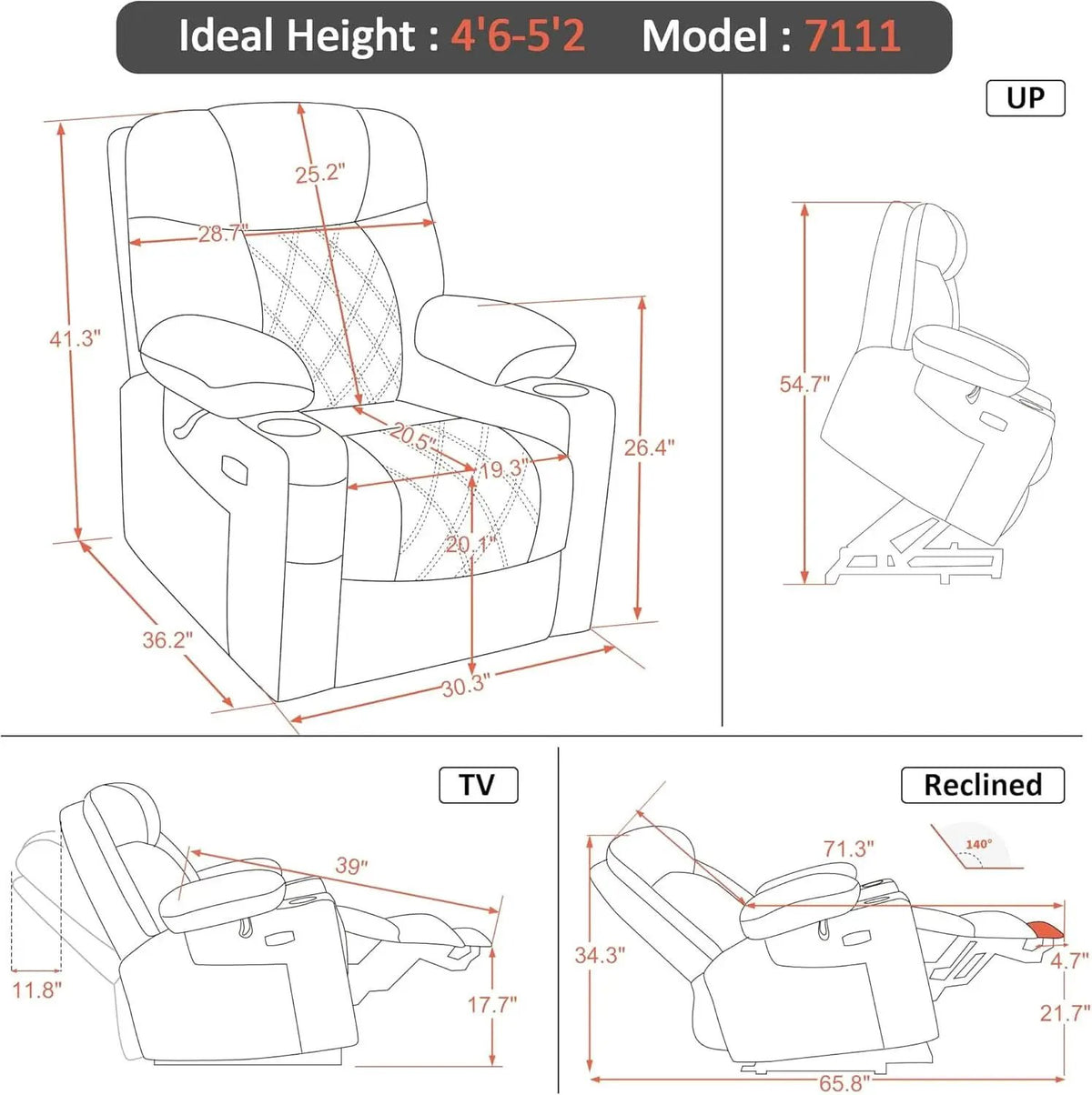 Petite Power Lift Recliner With Massage And Heating from PriceLows™