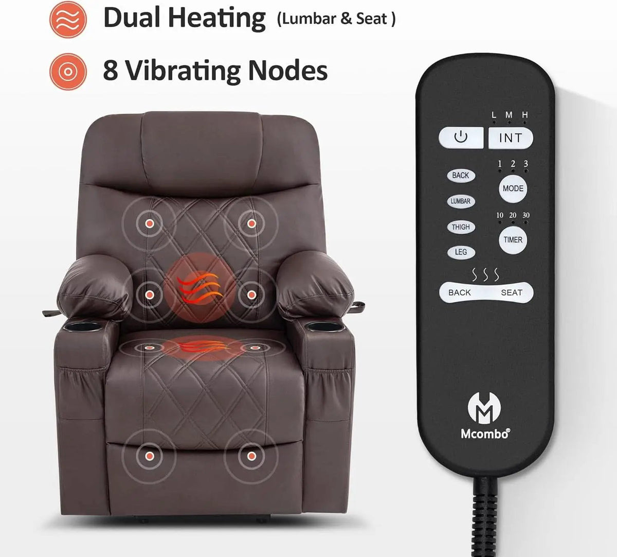 Petite Power Lift Recliner With Massage And Heating from PriceLows™