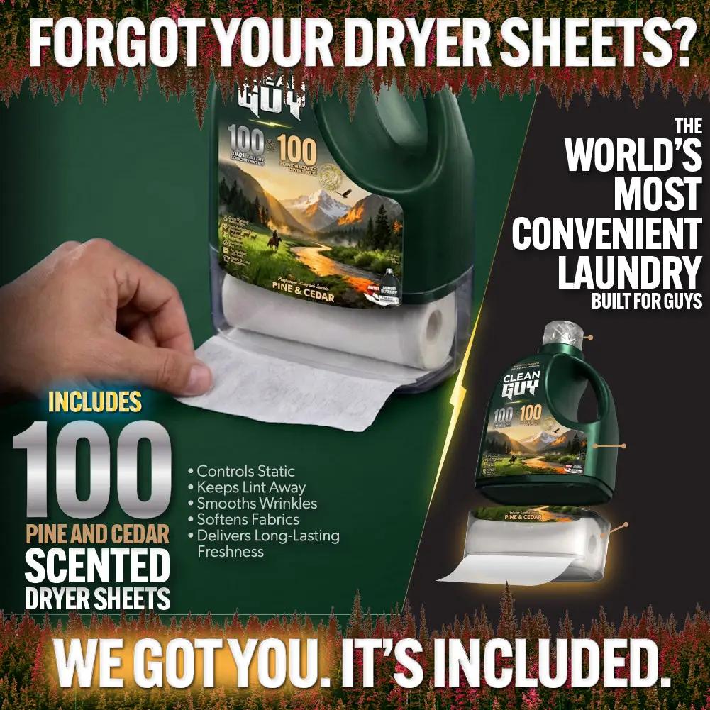 Heavy Duty Premium Laundry Detergent + Built-In Dryer Sheets (100 Loads) - PINE & CEDAR from PriceLows™