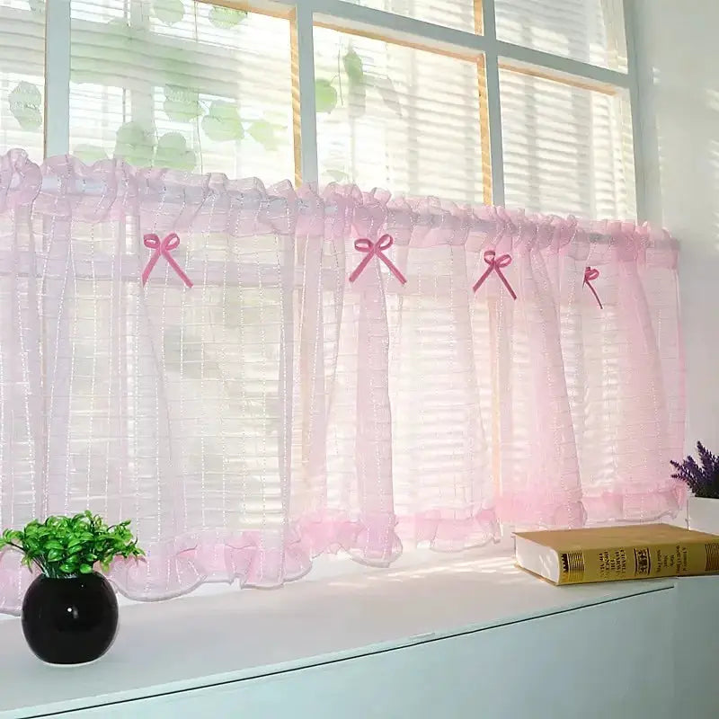 Pink Cafe Curtains | Light Filtering Sheer | PriceLows™
