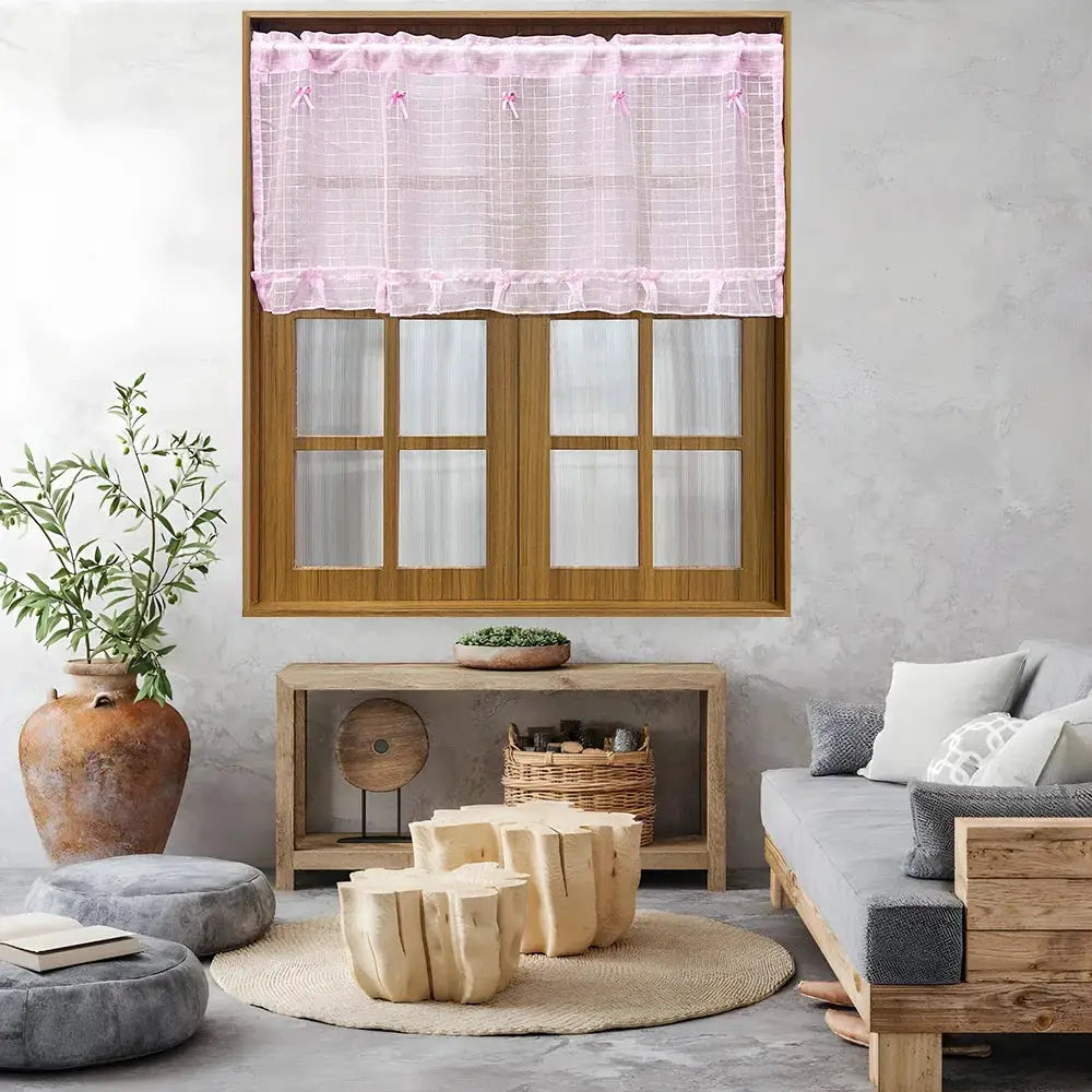 Pink Cafe Curtains | Light Filtering Sheer | PriceLows™