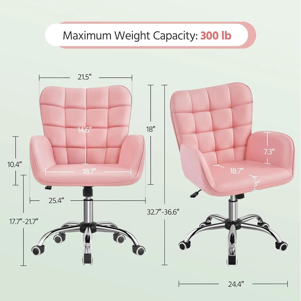 Pink Ergonomic Office Chair With Adjustable Height from PriceLows™