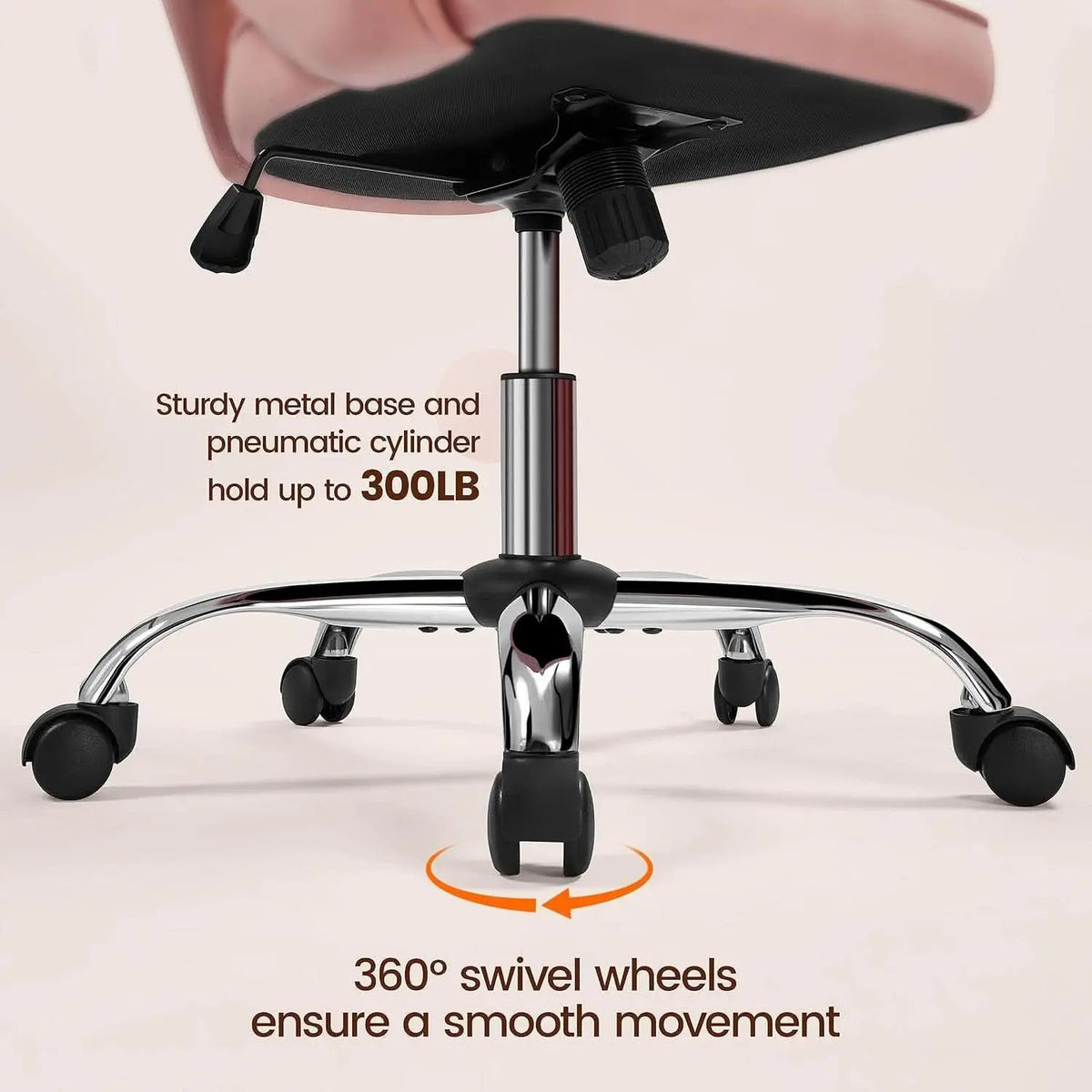 Pink Velvet Desk Chair Backrest Office Chair Modern from PriceLows™