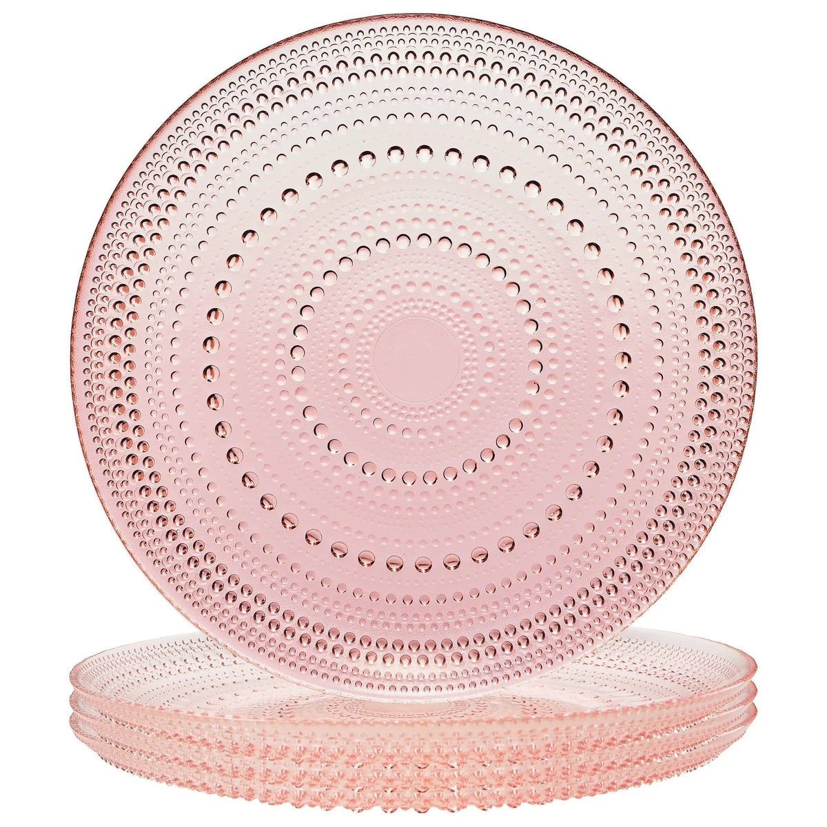 Blush Pink Hobnail Glass Dinner Plates, 10.6-Inch | Set of 4 | Glass | Entertaining