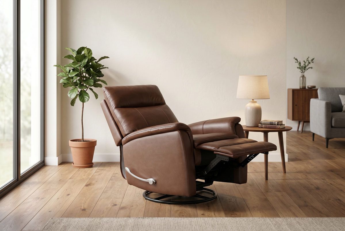 Manual Recliner | Leather Look Material | Single Seat Brown