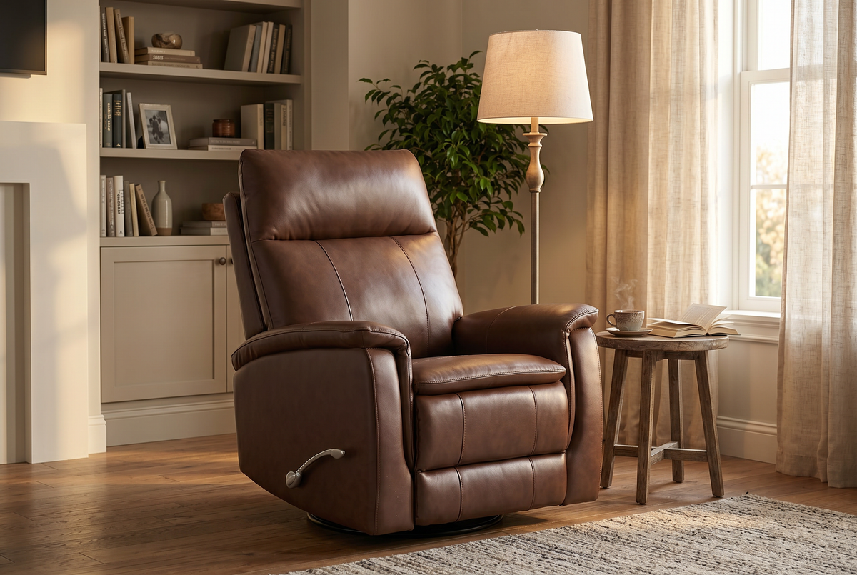 Manual Recliner | Leather Look Material | Single Seat Brown