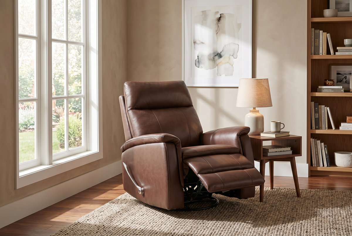 Manual Recliner | Leather Look Material | Single Seat Brown