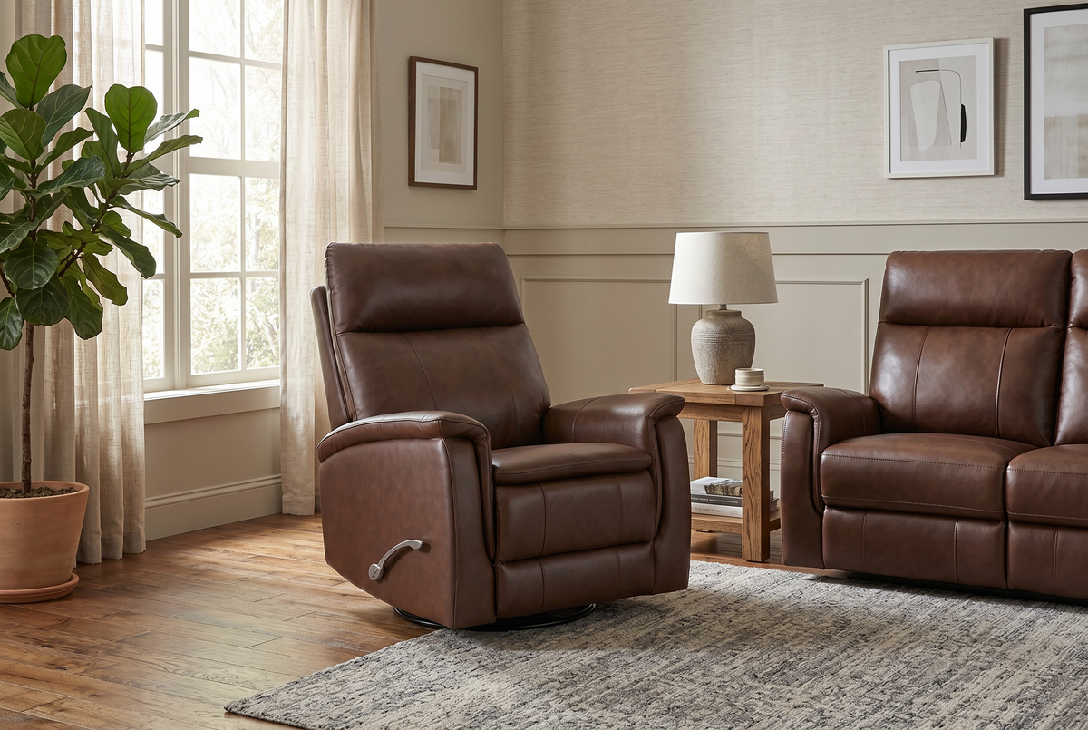 Manual Recliner | Leather Look Material | Single Seat Brown