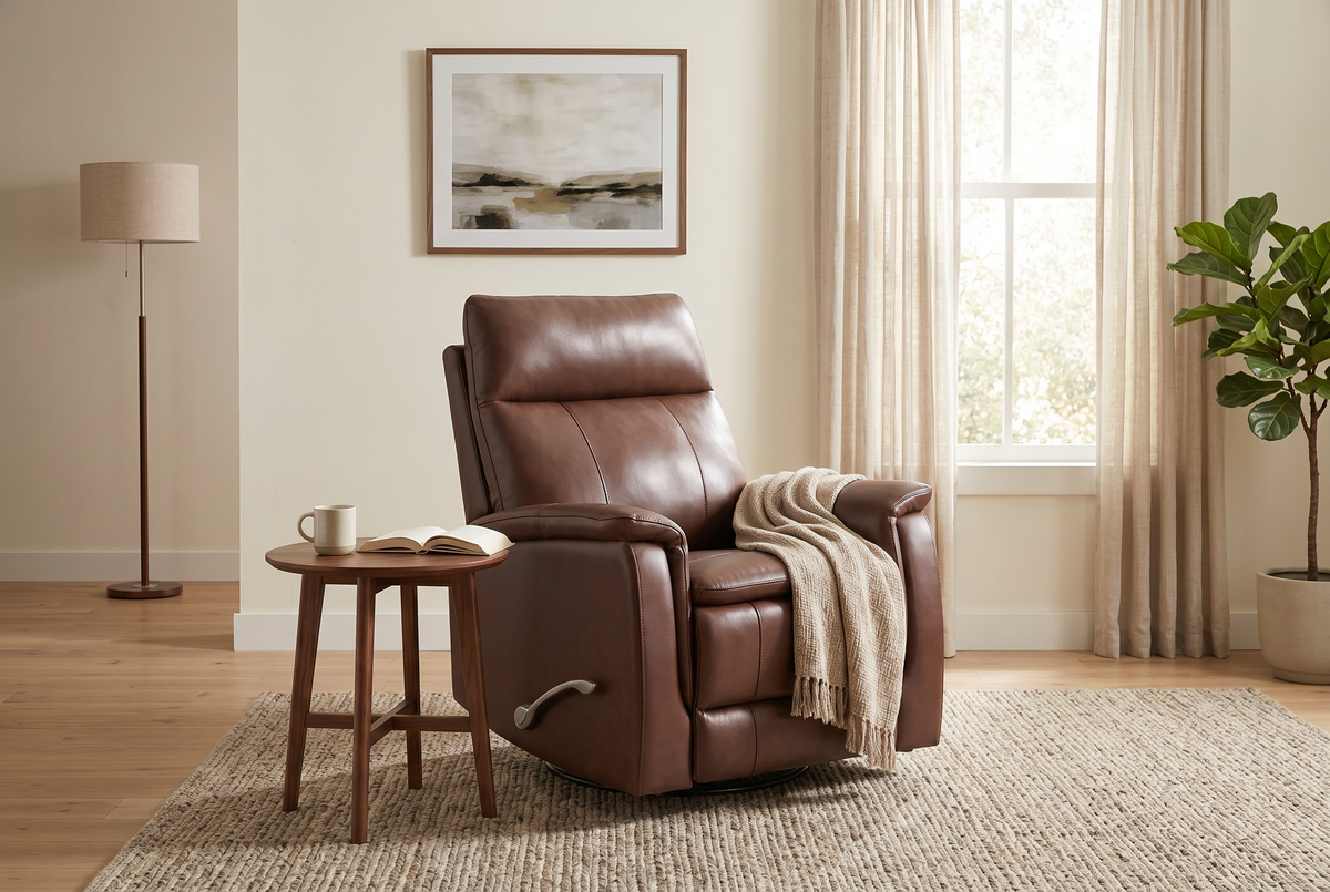 Manual Recliner | Leather Look Material | Single Seat Brown