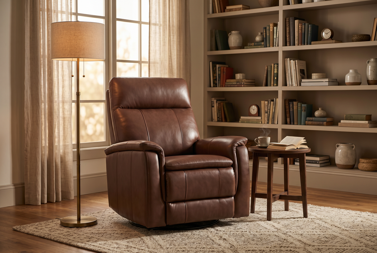 Manual Recliner | Leather Look Material | Single Seat Brown