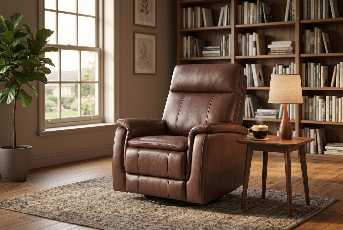 Manual Recliner | Leather Look Material | Single Seat Brown