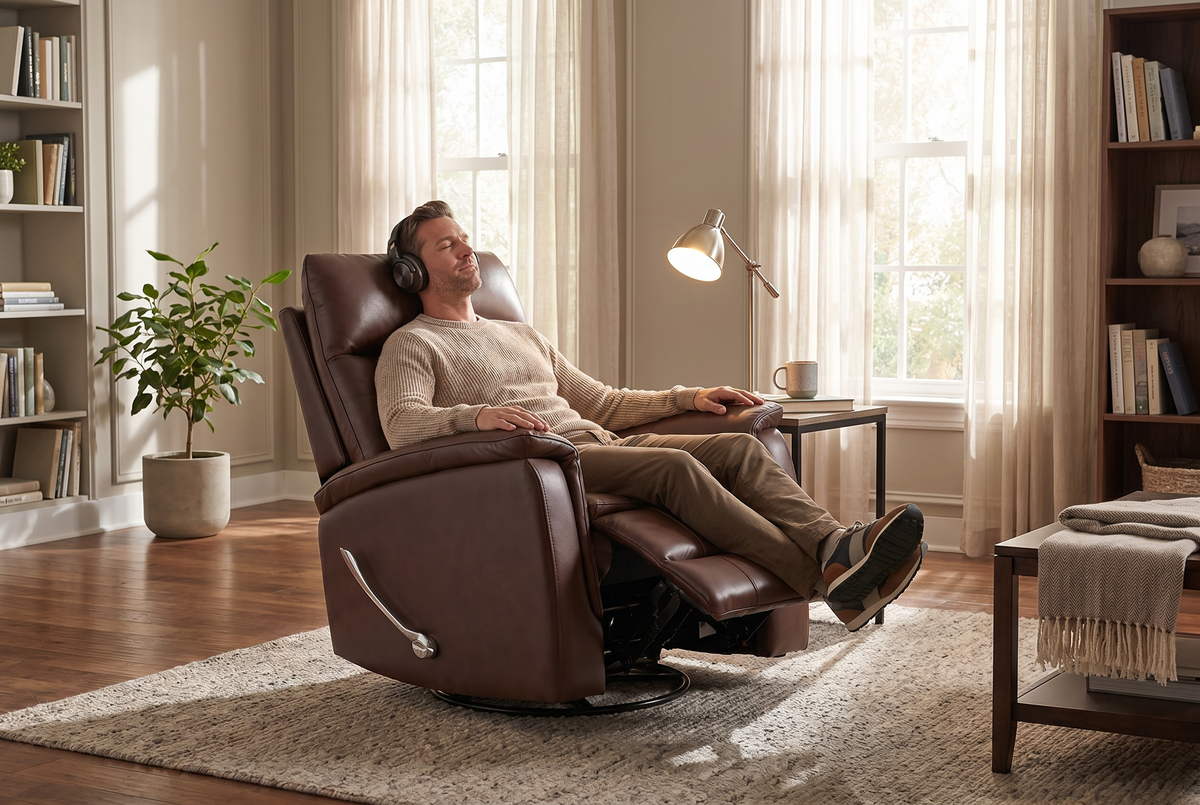 Manual Recliner | Leather Look Material | Single Seat Brown