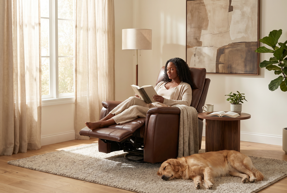 Manual Recliner | Leather Look Material | Single Seat Brown