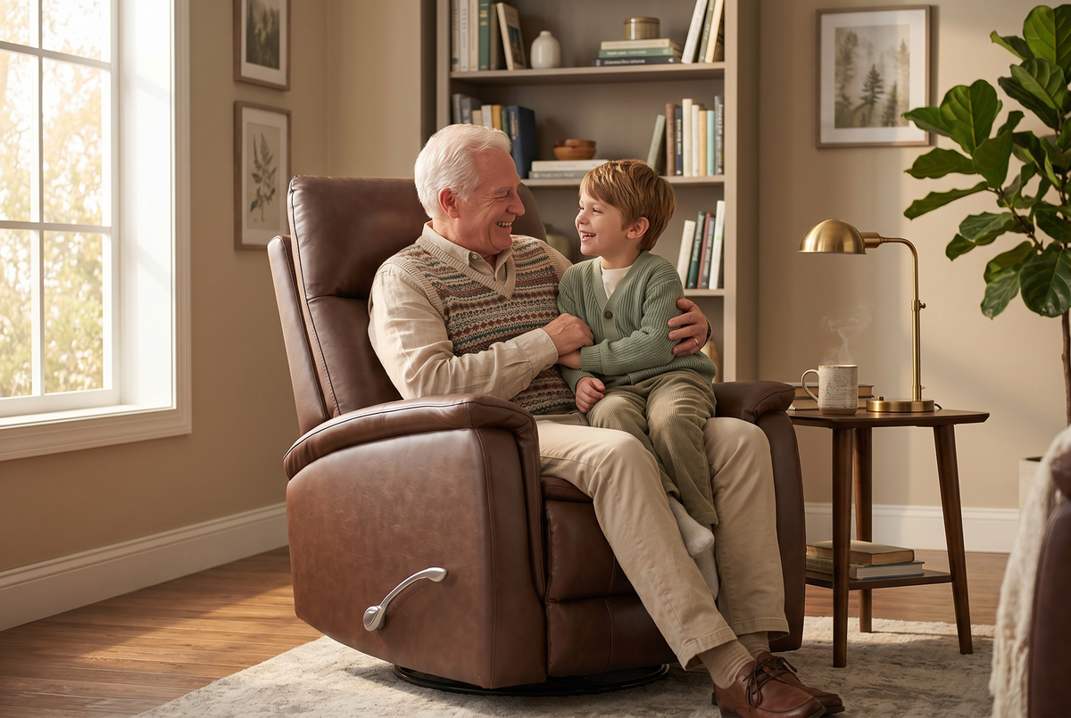 Manual Recliner | Leather Look Material | Single Seat Brown