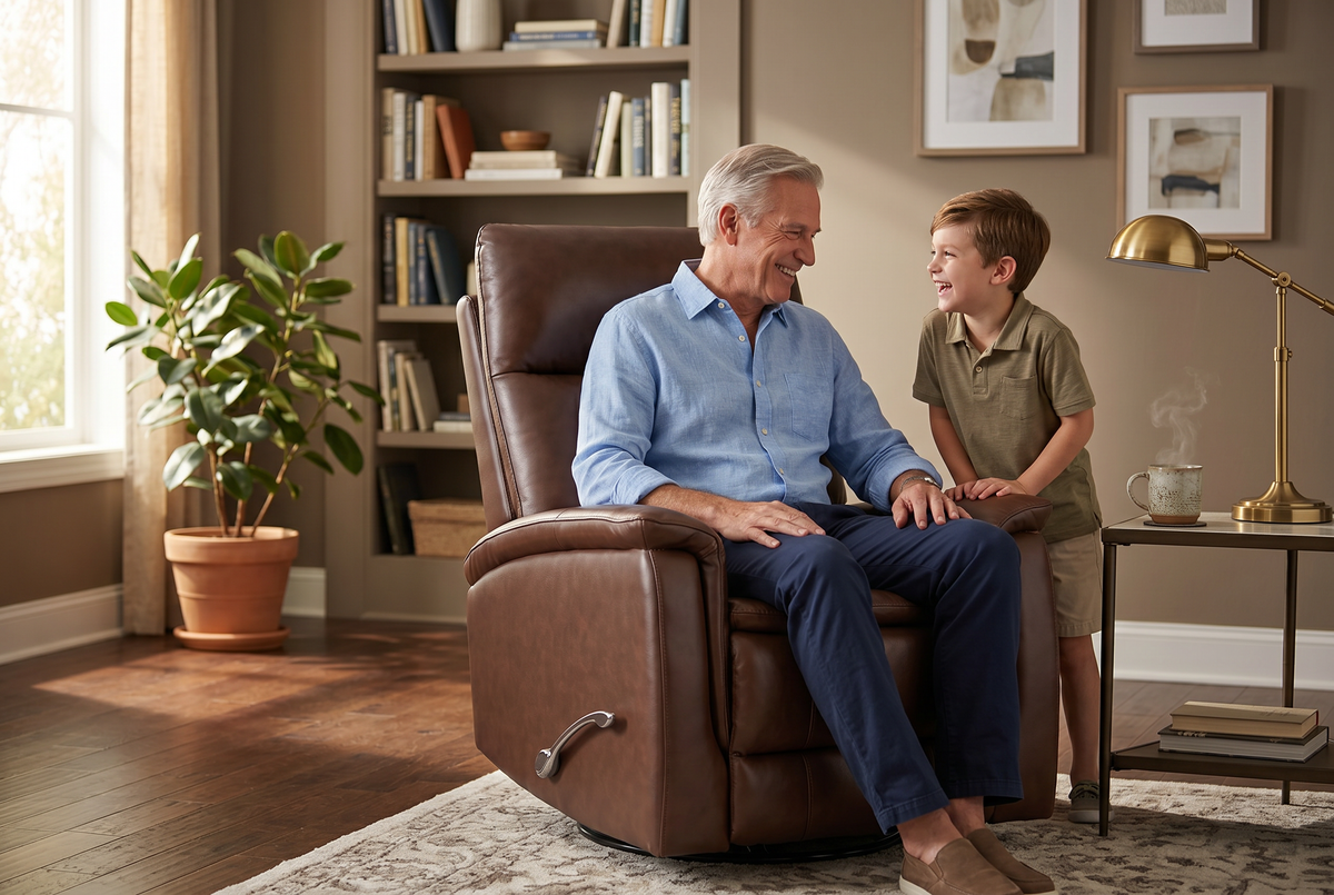Manual Recliner | Leather Look Material | Single Seat Brown